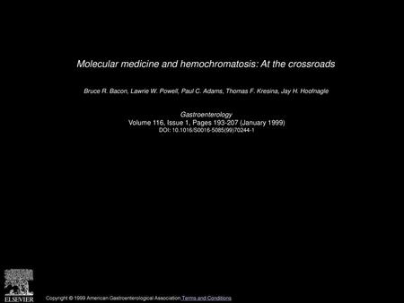 Molecular medicine and hemochromatosis: At the crossroads