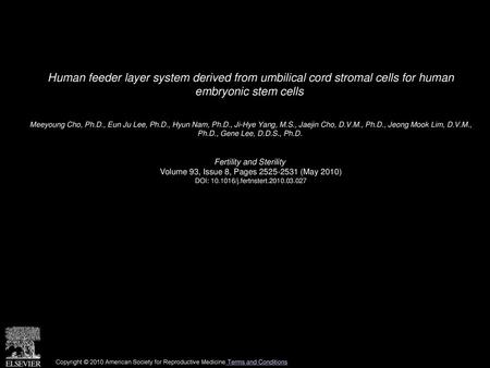 Meeyoung Cho, Ph. D. , Eun Ju Lee, Ph. D. , Hyun Nam, Ph. D