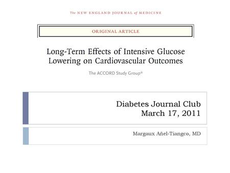 Diabetes Journal Club March 17, 2011