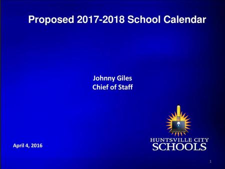 Proposed School Calendar