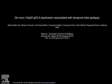 De novo 12q22.q23.3 duplication associated with temporal lobe epilepsy