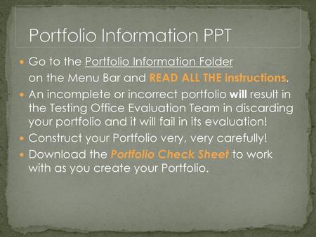 Portfolio Information PPT