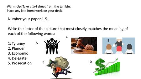 Warm-Up: Take a 1/4 sheet from the tan bin.