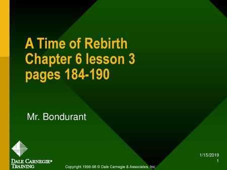 A Time of Rebirth Chapter 6 lesson 3 pages