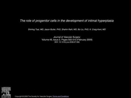 The role of progenitor cells in the development of intimal hyperplasia