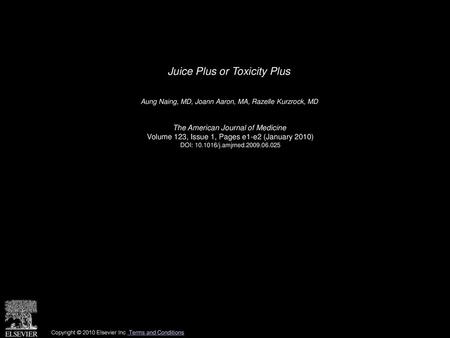 Juice Plus or Toxicity Plus