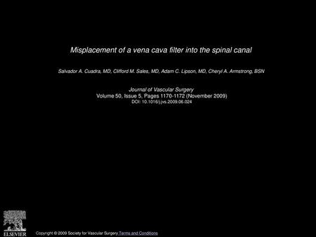 Misplacement of a vena cava filter into the spinal canal