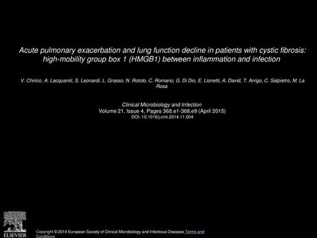 Acute pulmonary exacerbation and lung function decline in patients with cystic fibrosis: high-mobility group box 1 (HMGB1) between inflammation and infection 