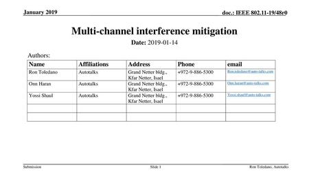 Multi-channel interference mitigation