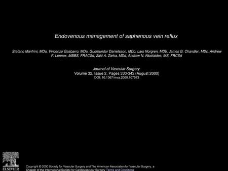 Endovenous management of saphenous vein reflux