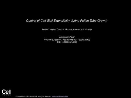 Control of Cell Wall Extensibility during Pollen Tube Growth