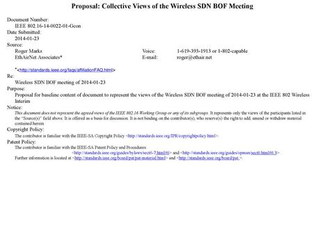 Proposal: Collective Views of the Wireless SDN BOF Meeting