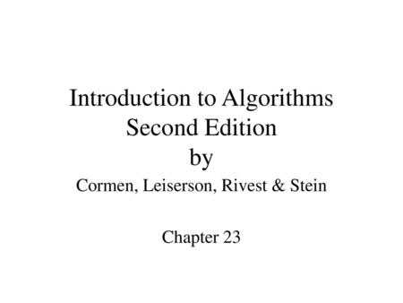 Introduction to Algorithms Second Edition by