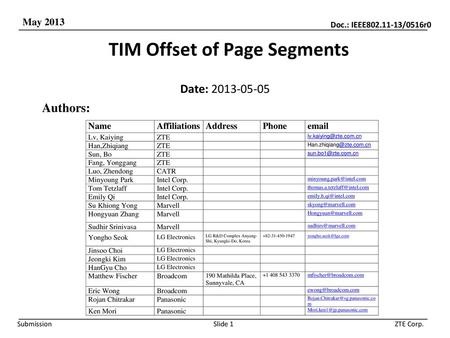 TIM Offset of Page Segments