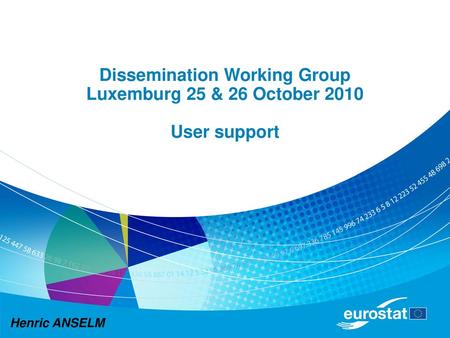 Dissemination Working Group  Luxemburg 25 & 26 October User support