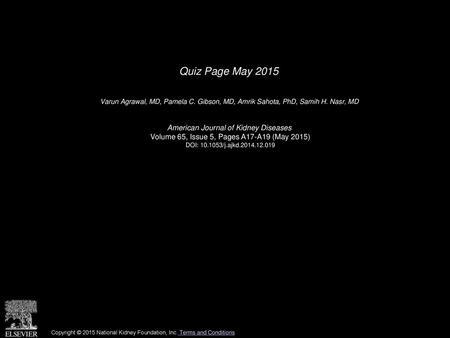 Quiz Page May 2015 American Journal of Kidney Diseases