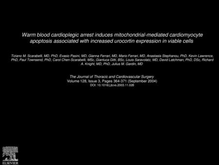 Warm blood cardioplegic arrest induces mitochondrial-mediated cardiomyocyte apoptosis associated with increased urocortin expression in viable cells 