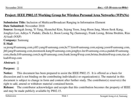 <month year> doc.: IEEE < e>