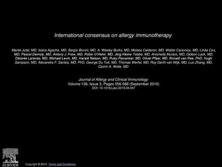 International consensus on allergy immunotherapy