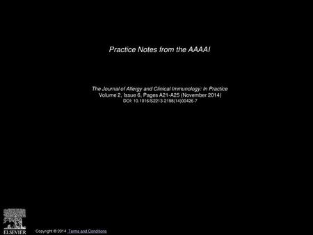 Practice Notes from the AAAAI