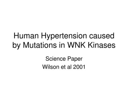 Human Hypertension caused by Mutations in WNK Kinases