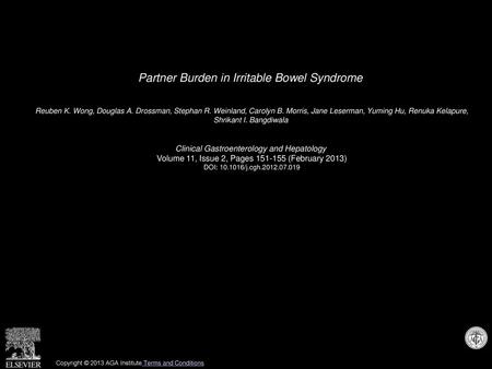 Partner Burden in Irritable Bowel Syndrome