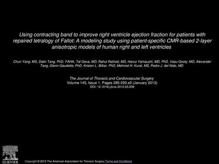 Using contracting band to improve right ventricle ejection fraction for patients with repaired tetralogy of Fallot: A modeling study using patient-specific.