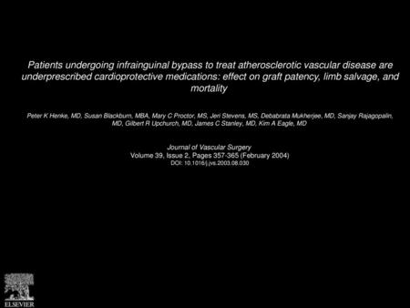 Patients undergoing infrainguinal bypass to treat atherosclerotic vascular disease are underprescribed cardioprotective medications: effect on graft patency,