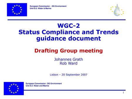 WGC-2 Status Compliance and Trends Drafting Group meeting