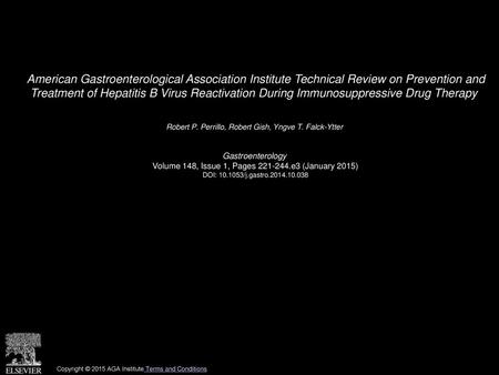 American Gastroenterological Association Institute Technical Review on Prevention and Treatment of Hepatitis B Virus Reactivation During Immunosuppressive.