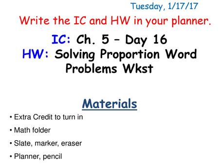 HW: Solving Proportion Word Problems Wkst