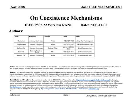 On Coexistence Mechanisms