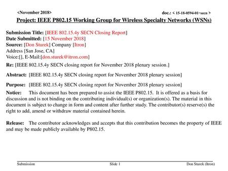 <month year> doc.: IEEE < e> <November 2018>