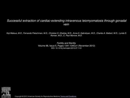 Koji Matsuo, M. D. , Fernando Fleischman, M. D. , Christian S