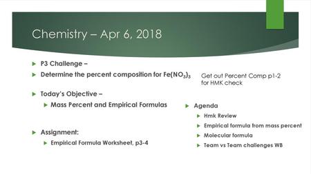 Chemistry – Apr 6, 2018 P3 Challenge –