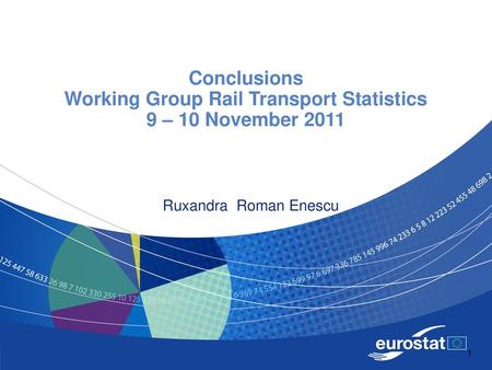 Conclusions Working Group Rail Transport Statistics 9 – 10 November 2011 Ruxandra Roman Enescu.