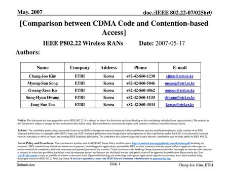 [Comparison between CDMA Code and Contention-based Access]