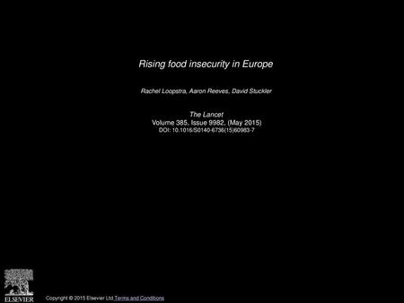 Rising food insecurity in Europe