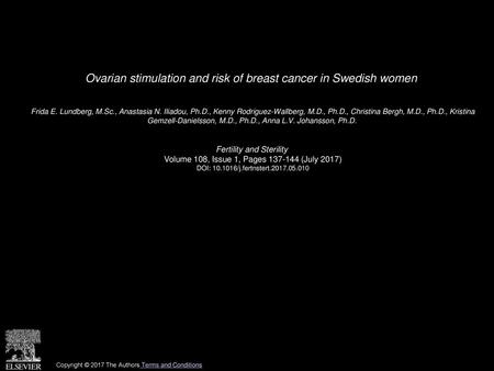 Ovarian stimulation and risk of breast cancer in Swedish women