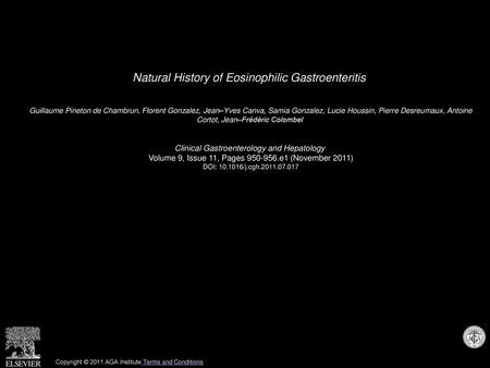 Natural History of Eosinophilic Gastroenteritis