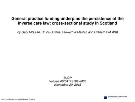 by Gary McLean, Bruce Guthrie, Stewart W Mercer, and Graham CM Watt