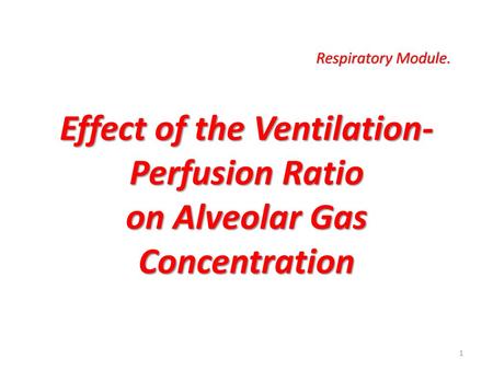 Respiratory Module. Effect of the Ventilation-Perfusion Ratio on Alveolar Gas Concentration.