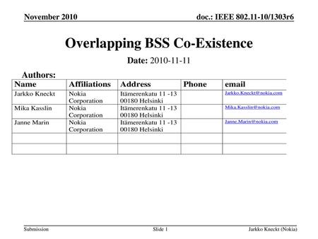 Overlapping BSS Co-Existence