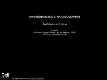 Immunopathogenesis of Rheumatoid Arthritis