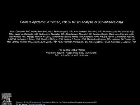 Cholera epidemic in Yemen, 2016–18: an analysis of surveillance data