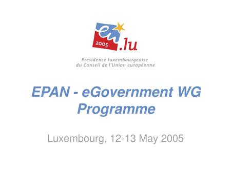 EPAN - eGovernment WG Programme