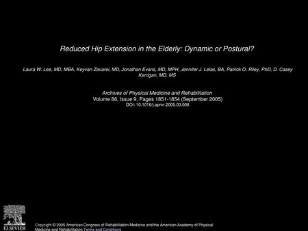 Reduced Hip Extension in the Elderly: Dynamic or Postural?