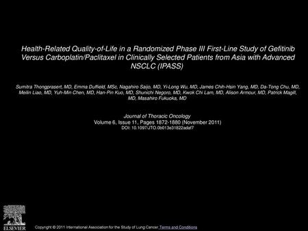 Health-Related Quality-of-Life in a Randomized Phase III First-Line Study of Gefitinib Versus Carboplatin/Paclitaxel in Clinically Selected Patients from.