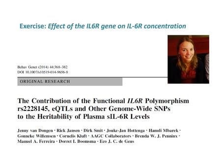 Exercise: Effect of the IL6R gene on IL-6R concentration