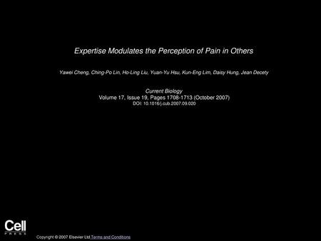 Expertise Modulates the Perception of Pain in Others